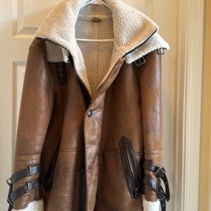 Leather and fur men jacket
